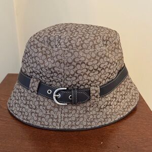 Coach Signature Brown Logo Bucket Hat